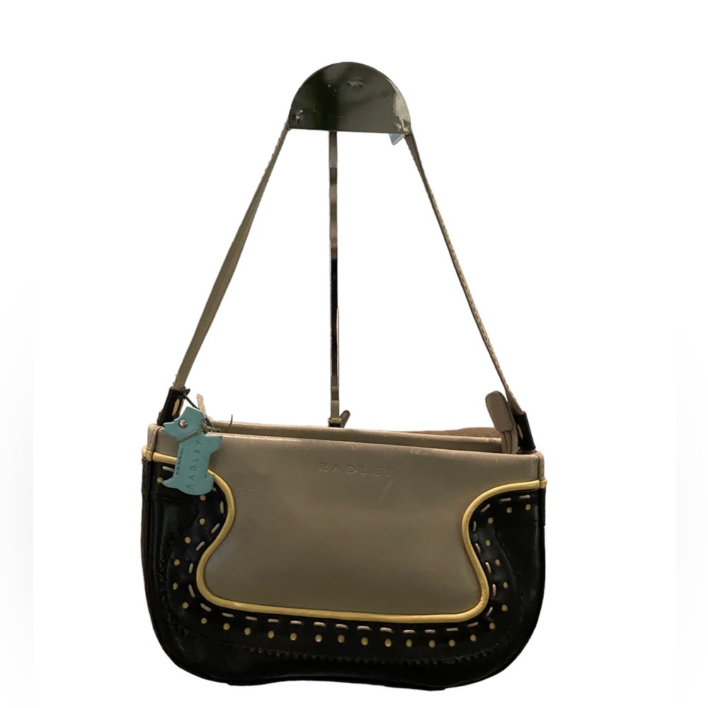 Radley Leather Handbag. Black and Grey. Blue doggie. VGC.